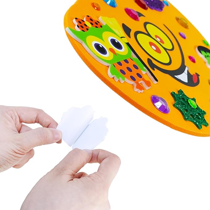 Winlyn 36 Sets Halloween Pumpkin Decorations DIY Foam Halloween Craft Kits Ghost Bat Monster Foam Stickers Halloween Arts and Crafts for Kids Home Classroom Activities Party Favors Trick-Or-Treaters