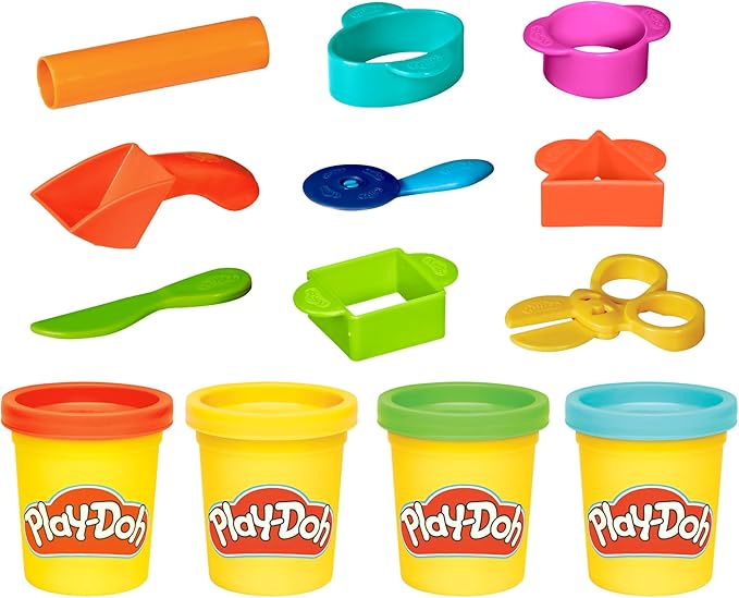 Play-Doh Starter Set 9-Piece Kit with Storage Tote & 4 Modeling Compound Cans, Arts and Crafts Toys for Kids 3 Years & Up, Preschool Toys