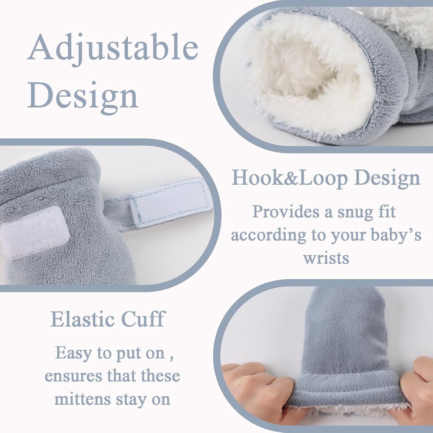 Zsedrut No Scratch Baby Mittens Toddler Infant Fleece Lined Gloves Winter Warm Mitten for Baby Boys Girls