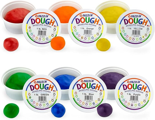 Hygloss Play Modeling Dough - 6lb. Dough Unscented - Safe & Non-Toxic for Kids Arts & Crafts - Party Favors - Classroom Supplies, 6 Assorted Colors