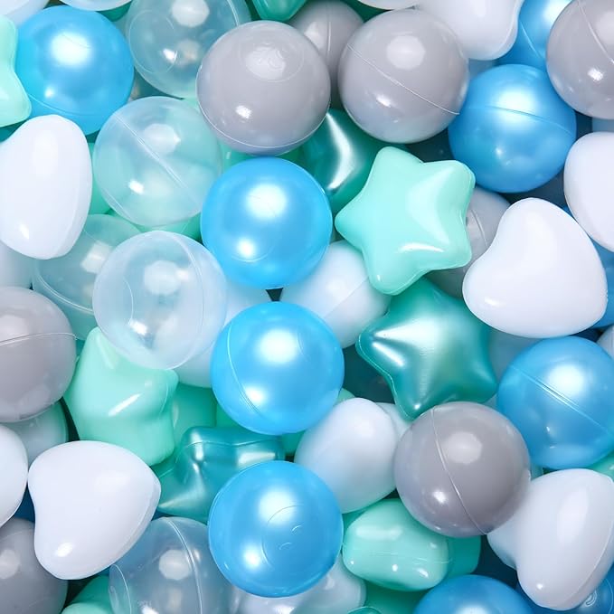 GOGOSO Shape Ball Pits Balls, Star Heart Plastic Play Balls for Toddlers Kids Children, DIY Giant Friendship Bracelet Banner