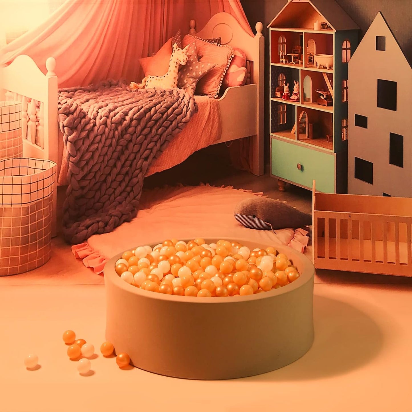 GOGOSO Ball Pit Balls for Toddlers, Brown Plastics Balls for Ball Pool Birhtday Party Girls Kids with Storage Bag, 2.17inches