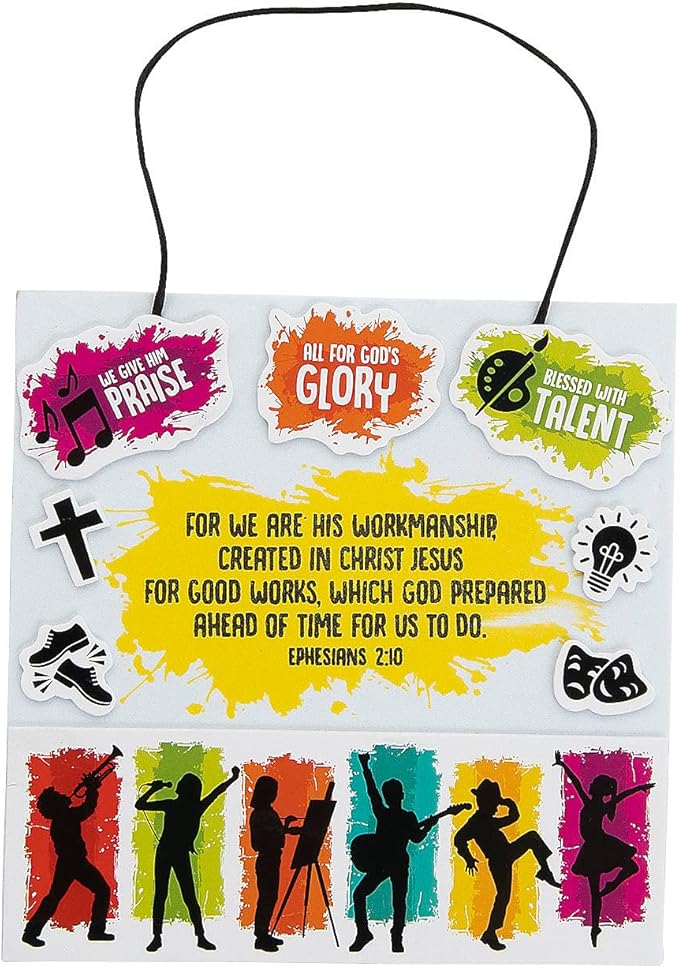 Fun Express Studio Vacation Bible School Overall Verse Sign - Crafts for 12 - Craft Kit