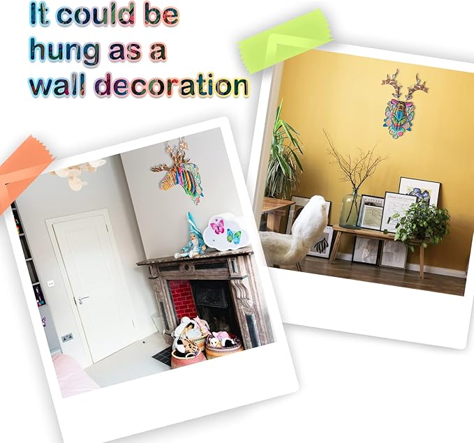 Hautton 3D Coloring Puzzle, Creative DIY Painting Puzzle Set Toy with 10 Colouring Pens, Fun Arts Crafts Gift for Kids Age 3 4 5 6 7 8 9 10 11 12 -Elk