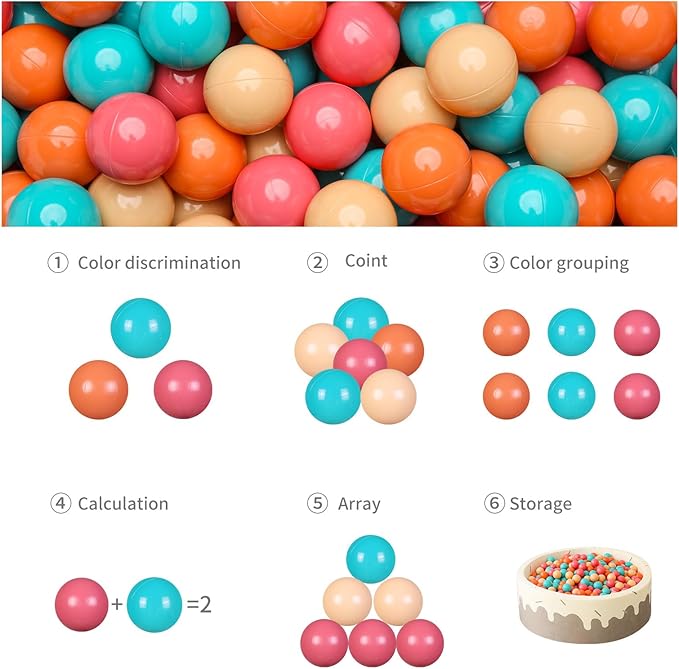 GOGOSO Ball Pit Balls for Toddlers - Soft and Gentle 100pcs 2.15inch plasticsball Christmas Decoration Birthday Gifts,Orange+Pink+Blue+Beige