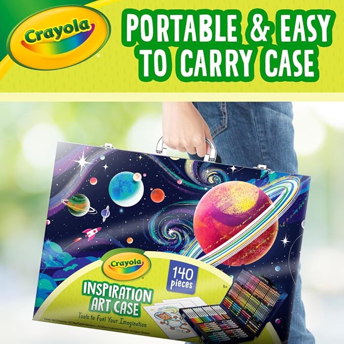 Crayola Inspiration Art Case Coloring Set - Space (140ct), Art Kit For Kids, Toys for Girls & Boys, Art Supplies Set, Drawing Gift for Kids, 5+ [Amazon Exclusive]