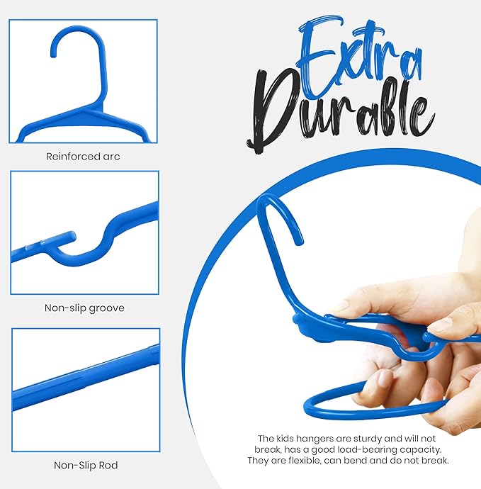 Utopia Home 60 Pack Kids Hangers - 11.5 Inch Plastic Baby Hangers for Closet - Childrens Hanger for Clothes & Infant Hanger for Closet - (Blue)
