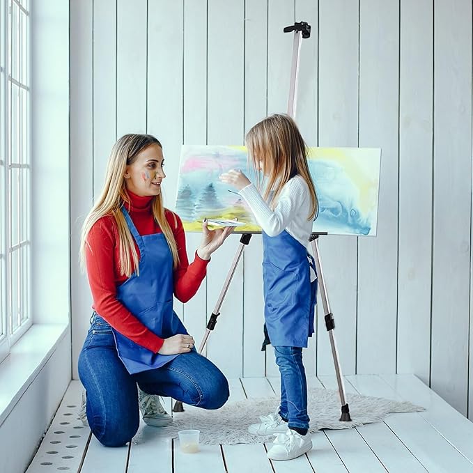 Portable Artist Easel Stand, Art Drawing Easels for Painting Canvas Wedding Signs & Display，Adjustable Height Painting Easel with Bag, Height from 17" to 60",Silver