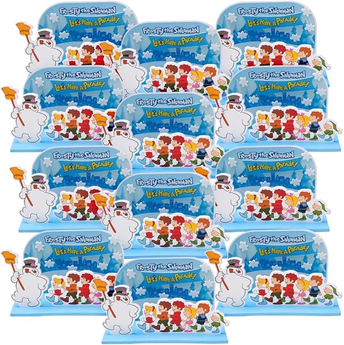 Multicolor Frosty the Snowman 3D Tabletop Craft Kit - 7" x 4.25" (12 Sets) - Perfect for Holiday Decorations, Winter Crafting, and Seasonal Classroom Activities
