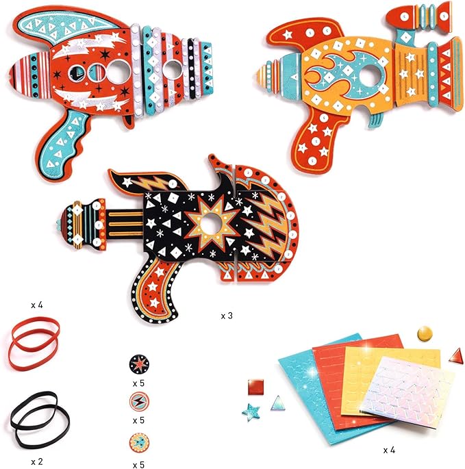 Djeco-US Kosmik Token Launchers - Makes 3 Arts & Crafts for Ages 6 to 9