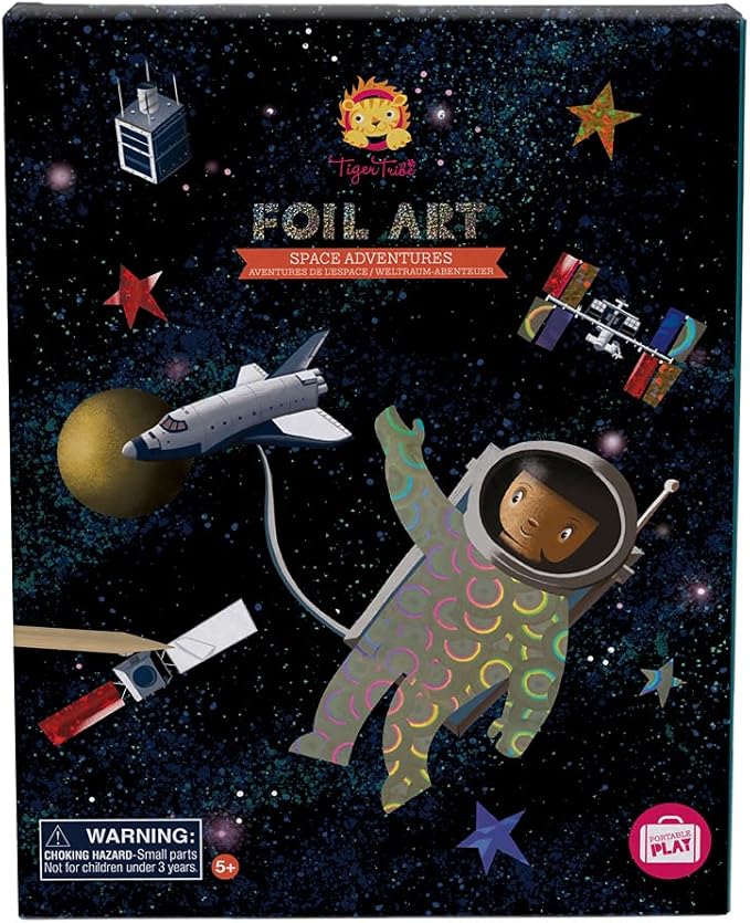 Tiger Tribe: Foil Art - Space Adventures - Activity Set, Foil Sheets, Space Themed Art Cards, Create Holographic Outer Space Scenes, Kids Ages 5+