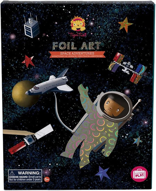Tiger Tribe: Foil Art - Space Adventures - Activity Set, Foil Sheets, Space Themed Art Cards, Create Holographic Outer Space Scenes, Kids Ages 5+