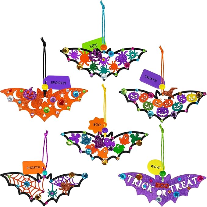Winlyn 24 Sets Halloween Crafts Fall Crafts DIY Wooden Bat Ornaments Craft Kits Unfinished Paintable Wood Bats for Kids Home Classroom Activities Art Project Halloween Decorations Party Favors