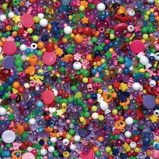 Colorations - BDBKT Value Assorted Bead Bucket for Kids, 3500 Beads, Bulk, Jewelry, Storage, Accent Beads, Arts & Crafts, Slime, Stringing, Teachers, Motor Skills