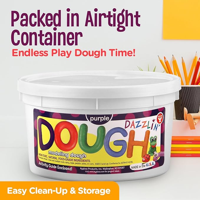 Hygloss Play Modeling Dough - Purple Dough Scented - Safe & Non-Toxic for Kids Arts & Crafts - Party Favors - Classroom Supplies - 3lb