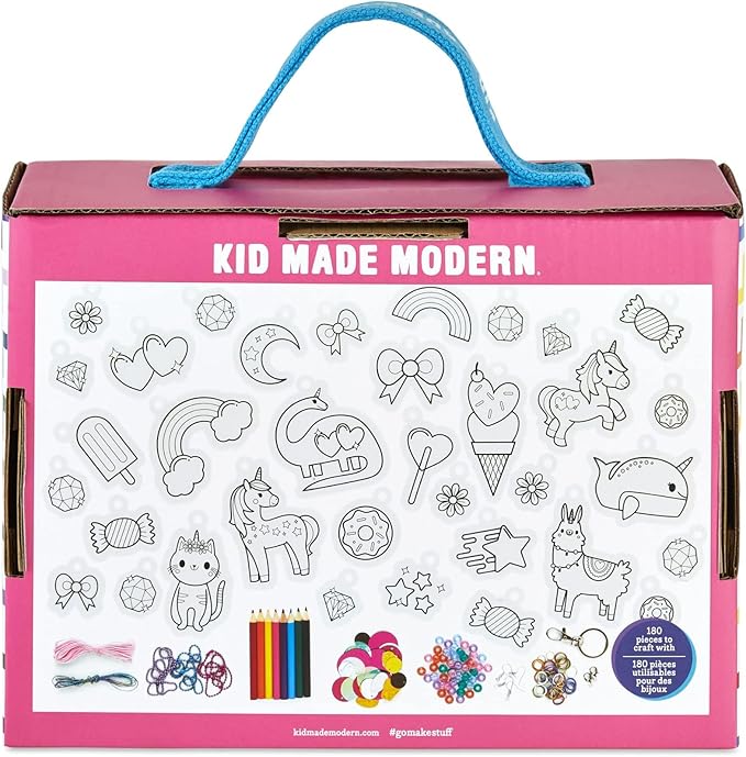 Kid Made Modern - Jewelry Making Kit - Shrink Art Charms - 180 Pieces Set - DIY Kids Crafts - Bulk Craft Set - Create Your Own Art - Includes Art & Jewelry Charm Supplies - Ages 6+