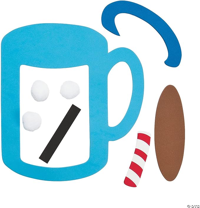 Fun Express Hot Cocoa Picture Frame Magnet Craft Kit - Makes 12 - DIY Winter and Christmas Crafts for Kids