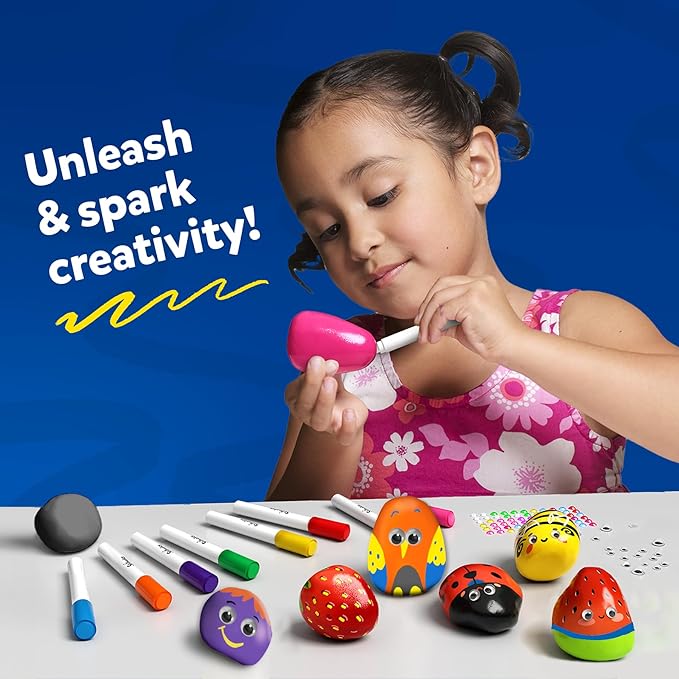 Skillmatics Rock Painting Kit - Mess-Free Art & Craft Activity for Girls & Boys, Craft Kits & Supplies, DIY Creative Activity, Gifts for Kids Ages 4, 5, 6, 7, 8, 9, 10, 11,12