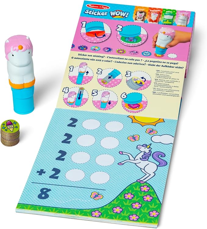 Melissa & Doug Sticker Wow!™ 24-Page Activity Pad and Sticker Stamper, 300 Stickers, Arts and Crafts Fidget Toy Collectible Character – Tiger Creative Play Travel Toy for Girls and Boys 3+
