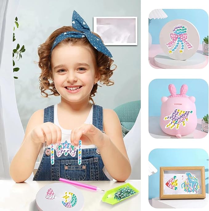 MEIEST 33 PCS Mermaid Diamond Art Painting Stickers Kit,DIY Mosaic Stickers by Numbers Arts and Crafts Set for Kids,Creative Handmade Gift
