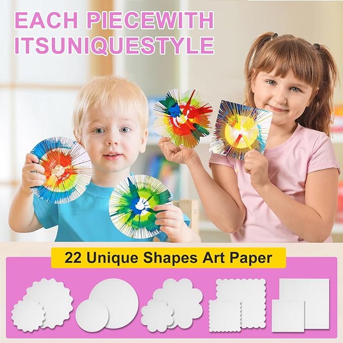 Paint Spin Art Machine Kit for Kids Stress Reducing Toys for Pink Arts and Crafts Set Gifts with Light & Music for Boys & Girls Ages 4 5 6 8 9 10 12 Flexible Splatter Guard,Easy to Wash