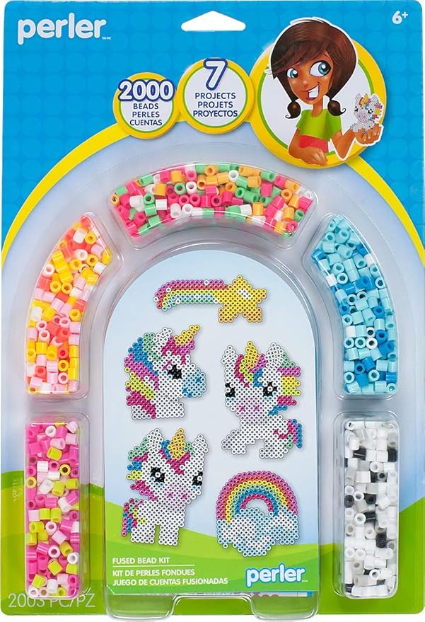 Perler Beads Rainbow Unicorn Fuse Bead Kit, 2000pcs, 7 Projects