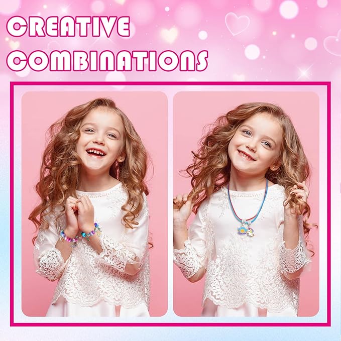 Happytime Charm Bracelet Making Kit for Girls Jewelry Making Supplies Beads Unicorn Mermaid Arts and Crafts Girls Toys Age 6-8