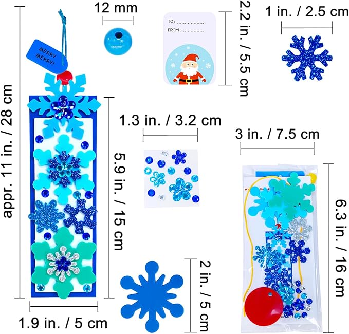 Winlyn 24 Sets Christmas Craft Kits Winter Crafts DIY Christmas Ornaments Bookmarks Decorations Festive Foam Stickers Christmas Arts and Crafts for Kids Holiday Classroom Art Activities Party Favors