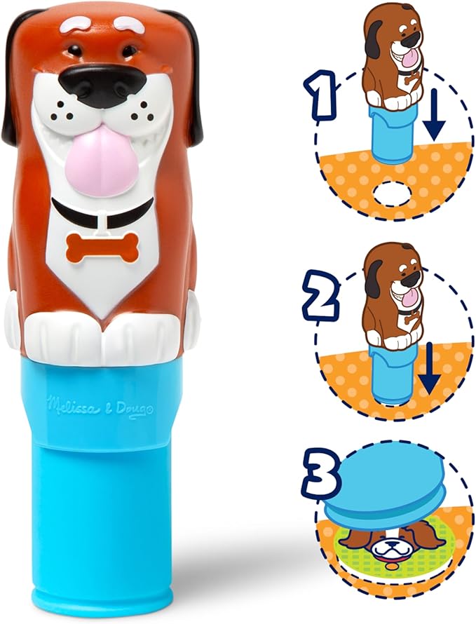 Melissa & Doug Sticker Wow!™ 24-Page Activity Pad and Sticker Stamper, 300 Stickers, Arts and Crafts Fidget Toy Collectible Character – Dog Creative Play Travel Toy for Girls and Boys 3+
