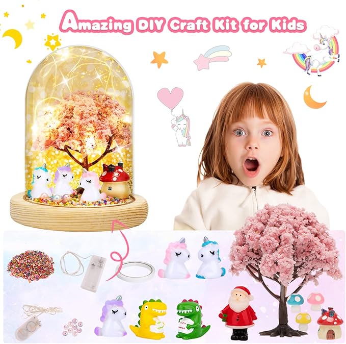 Unicorn Night Light, TCJJ DIY Night Light- Make Your Own Night Light, Unicorn Gifts for Girls, Unicorn Mermaid Hand Craft Terrarium Birthday Gifts Christmas Gifts for Age 4, 5, 6, 7, 8 Years Old Girls