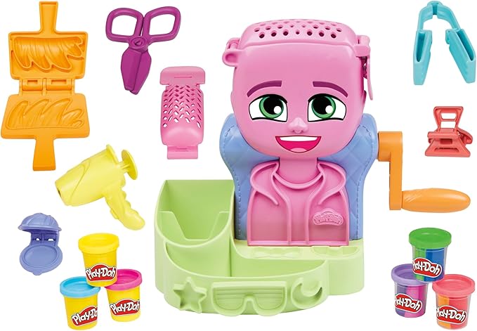 Play-Doh Hair Stylin' Salon Playset with 6 Cans, Pretend Play Toys for Girls and Boys Ages 3 and Up
