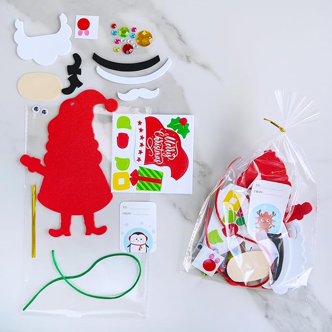 Winlyn 24 Sets Christmas Craft Kits Winter Crafts DIY Christmas Santa Ornaments Decorations Arts Sets Foam Santa Christmas Stickers for Kids Holiday Festive Home Classroom Activities Party Favors