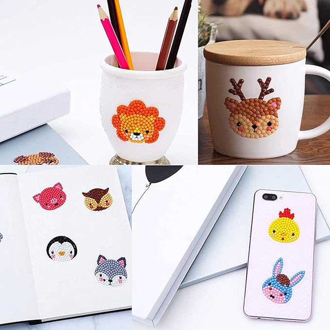 MEIEST 59 PCS 5D Diamond Art Painting Stickers Kits for Kids and Adult Beginners,Fun DIY Animal & Sea World Mosaic Stickers by Numbers Kits,Creative Arts and Crafts Set and Handmade Gift