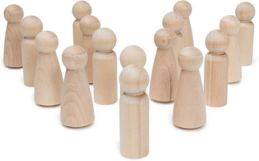 Wooden Peg Dolls 3-½” 10 Mom & 10 Dad Set Unfinished Birch Wooden Figures for People Crafts & Wedding Cake Toppers by Woodpeckers