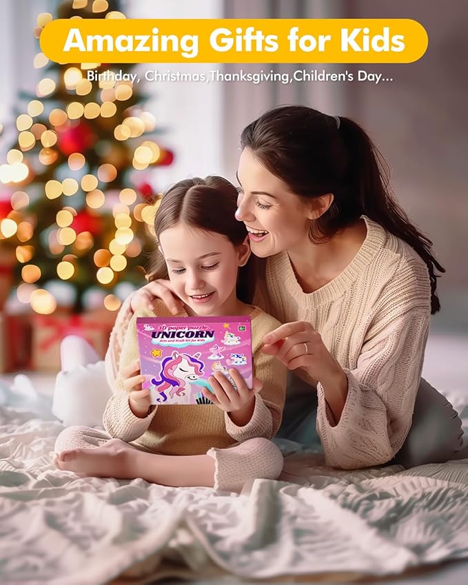 Paint with Unicorn Water Coloring Books for Kids,3D Puzzle & Watercolor Painting Kit,Mess Free Painting Activity,Arts and Crafts 8-12 Toy,Valentines Birthday Gifts for Girls Ages 4,5,6,7,8,9,10,11,12+