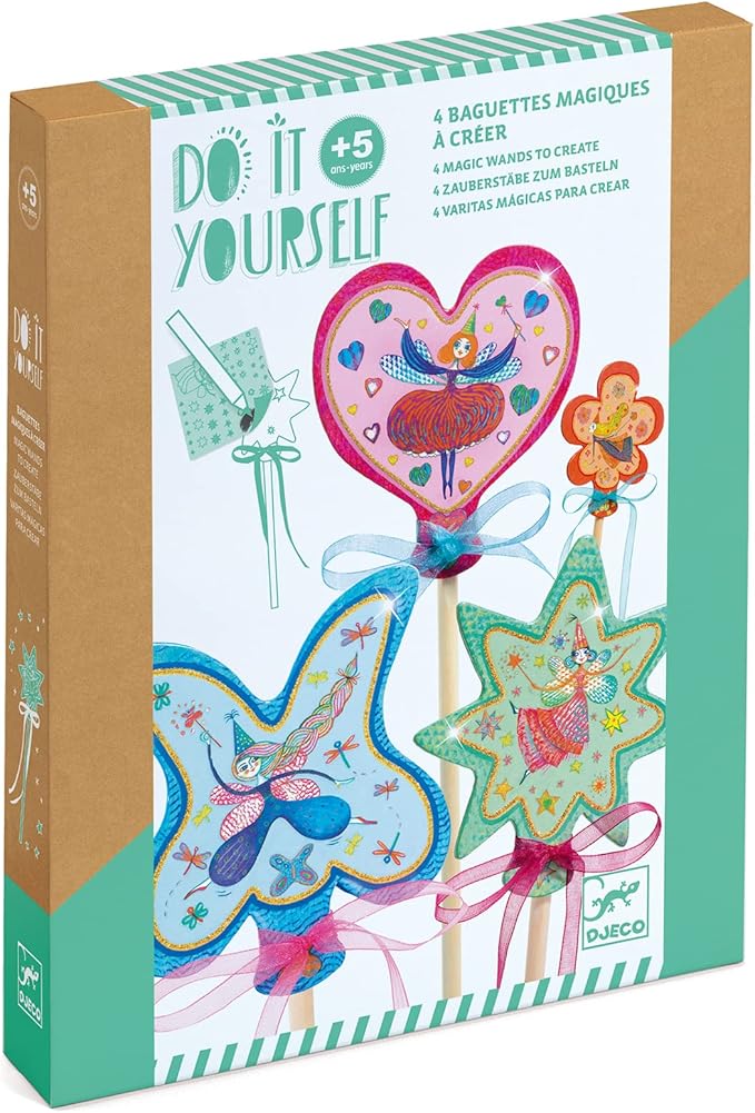 DJECO DIY Little Fairies Magic Wand Craft Kit - Create Your Own Fairy Wand - Arts & Crafts for Little Ones - Fun & Creative for Family & Friends - Creative Kit for Children 5+ Years
