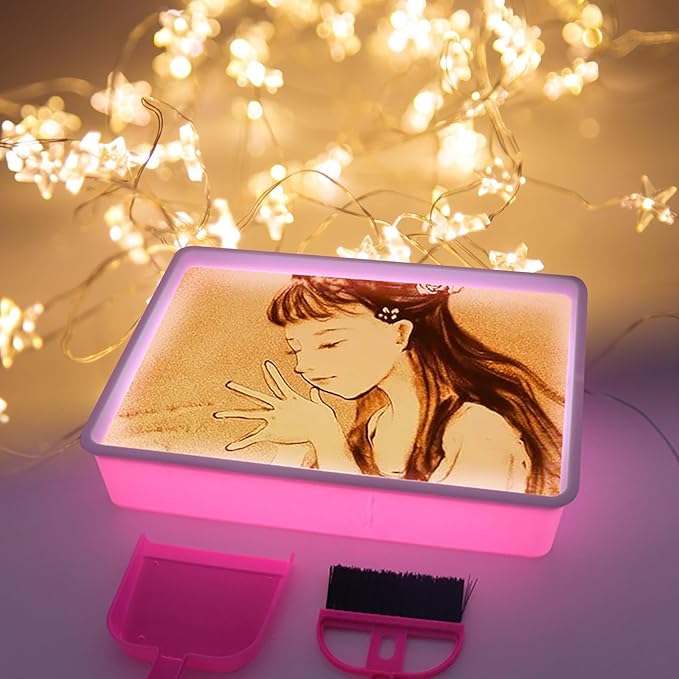 Light Table for Kids Manipulative | Sand Painting Light Box | Kids Light Table | Light Table Toys | Light Up Table for Kids | Sensory Light Table Accesories|3 Modes,10-Level Dimming16"(Pink)