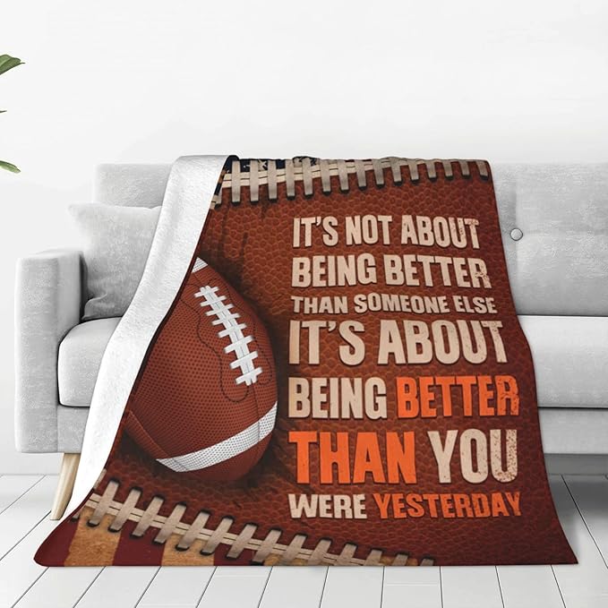Football Throw Blanket Football Sports Lover Gifts for Men Ground American Football Decor Blankets Soft Cozy Fleece Plush Warm Flannel Bedding Blanket for Boys Kids Teens Adults Couch Travel 40"X50"