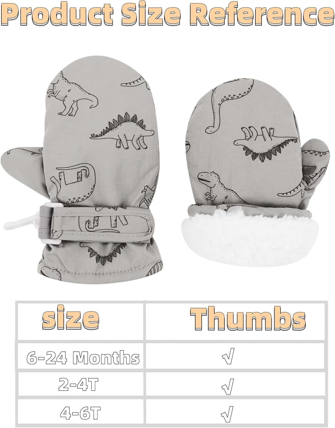 Toddler Gloves Kids Mittens Winter Warm Lined Fleece Gloves Waterproof Snow Baby Mitten for Boys Girls