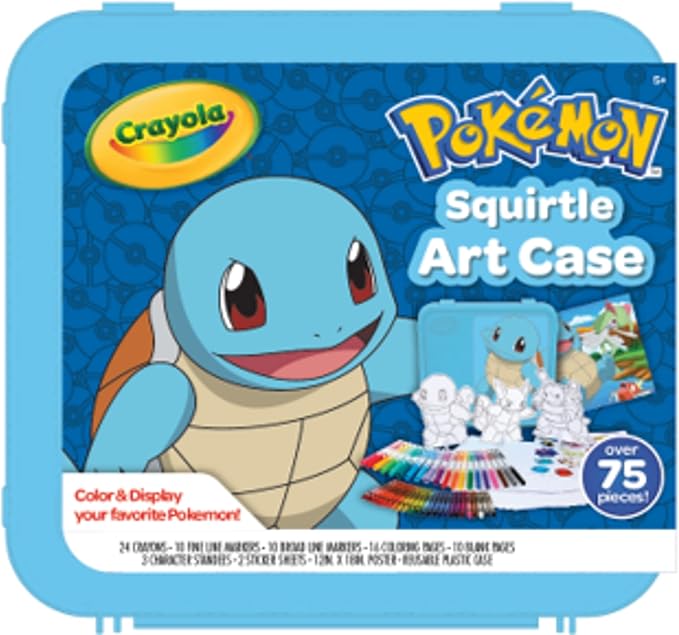 Crayola Pokémon Squirtle Coloring Art Case (71+ pcs), Kids Art Set, Coloring Pages and Markers, Pokemon Toys, Gift for Kids, 4+