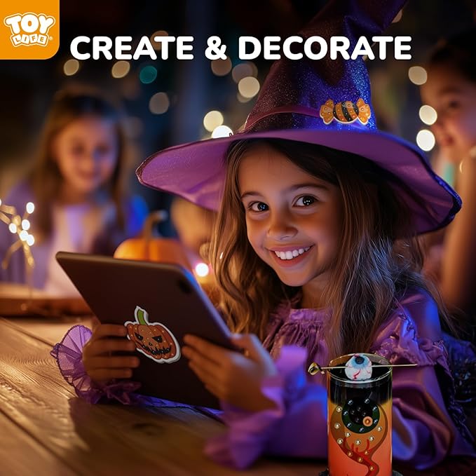 TOY Life Halloween Diamond Painting Kits Diamond Art for Kids Pumpkin Ghost Witch Hat Halloween Party Favor Goodie Bag Halloween Toy 20PCS Stickers Gem Art Kits Crafts Kits for Girls Ages 6-12