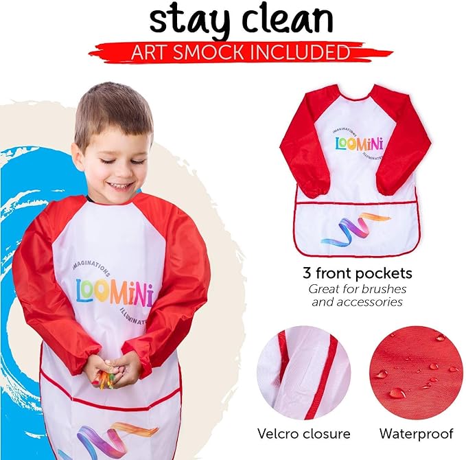 Paint Set for Kids | Premium Art Supplies for Boys & Girls | 27 Piece Washable Paint Set Includes Canvas Panels Paint Brushes Kids Apron Tabletop Art Easel & Storage Travel Bag