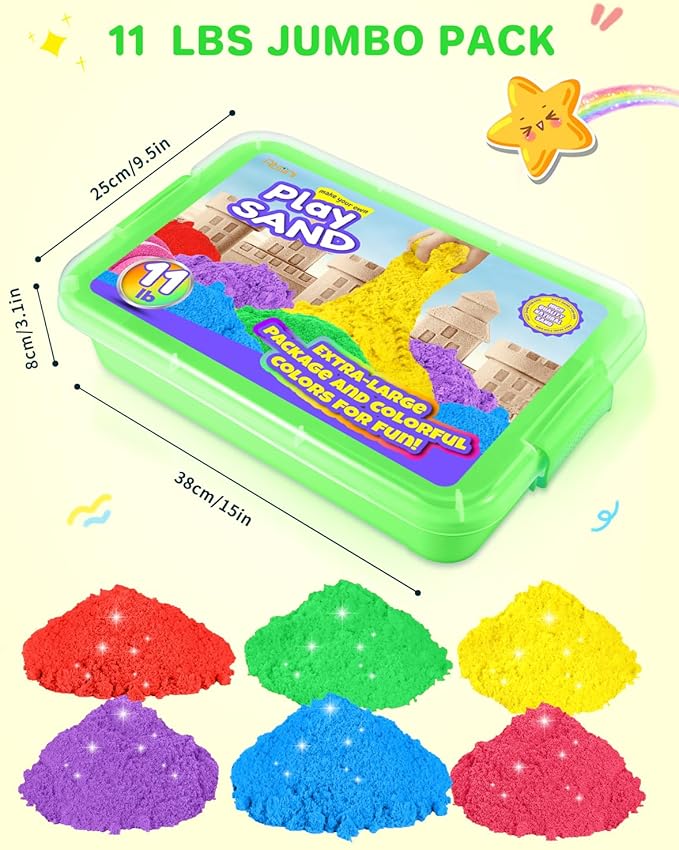 Play Sand Kit for Sandbox 11lb Oversized Package Magic Sand Bulk Sensory Sand Kit for Kids Boys and Girls (Green Tray)
