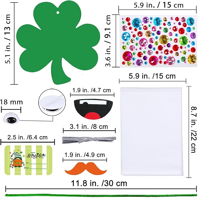 Winlyn 27 Sets St. Patrick's Day Decorations Lucky Shamrock Ornaments DIY St. Pat's Craft Kits Four-Leaf Clover Irish Lucky Shamrock Foam Stickers for Kids Party Classroom Home Activities Art Project