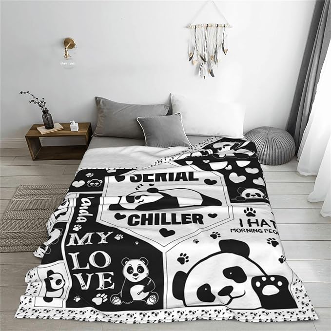 Panda Throw Blanket Panda Gifts for Girls Kids Teens Plush Fleece Flannel Panda Blanket Soft Cozy Warm Fuzzy Pandas Animal Blankets for Kids Adults Couch Bed Sofa All Seasons 50"X60"
