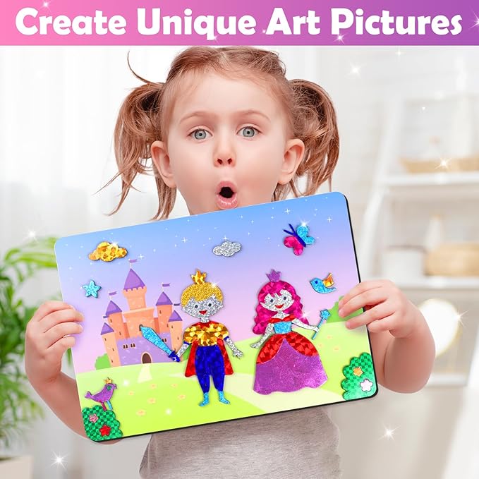 ZMLM Foil Art Kit for Kids - Arts Crafts Fun Mess Free Activity, Gifts for Ages 4 5 6 7 8 9 Girls Boys, Crafts for Kids Creative Birthday Easter Valentines Gifts Toys (Princess)