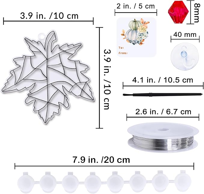 Winlyn 27 Sets Fall Leaf Suncatchers Ornaments DIY Window Paint Art Fall Craft Kits Maple Leaf Sun Catchers Painting Kits for Kids Classroom Activities Art Project Thanksgiving Autumn Party Decoration