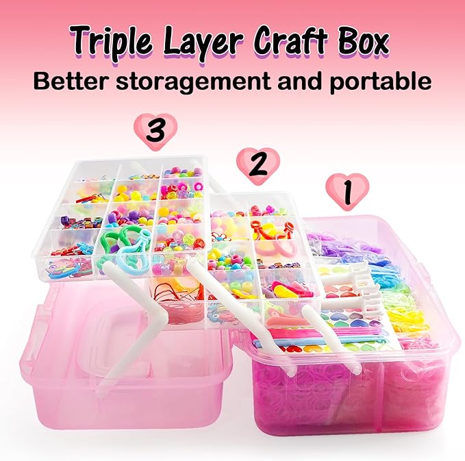 FUNZBO Rubber Band Bracelet Kit - 18000+ 32 Colors Loom Bands Rubberband for Jewelry Making Kits, DIY Arts and Crafts Kit Toy for Toddlers Girls Valentines Day Birthday Gift