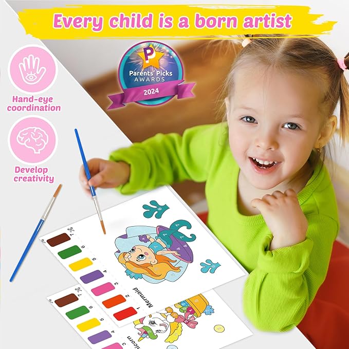 Water Coloring Books for Toddlers - Easter Basket Stuffers Watercolor Paint Book Drawing Art Paper for Kids Mess Free Craft Supplies kit Toy for Age 3 4 5 6 Valentines Birthday Gift(Unicorn)