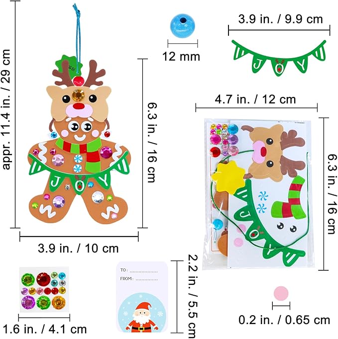 Winlyn 24 Sets Christmas Craft Kits Winter Crafts DIY Gingerbread Man Ornaments Decorations Festive Foam Stickers Christmas Arts and Crafts for Kids Holiday Home Classroom Art Activities Party Favors